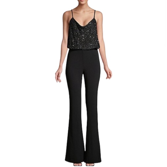 Parker Pants - Parker Perth Black Sequined Wide Leg Jumpsuit Size 16